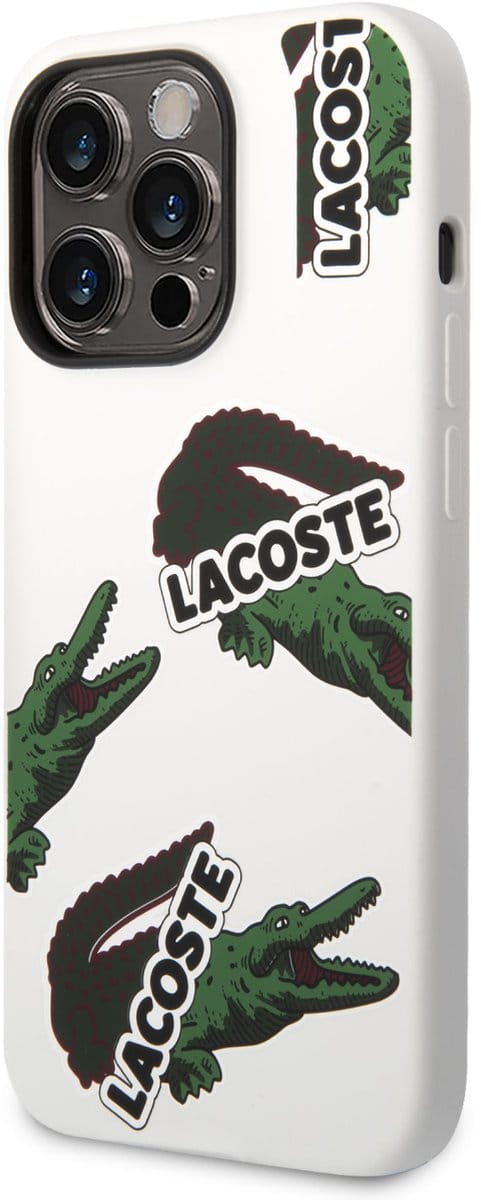 Lacoste Back cover - iPhone 14 Pro - Wit - Schokbestendig - Verhoogde Randen