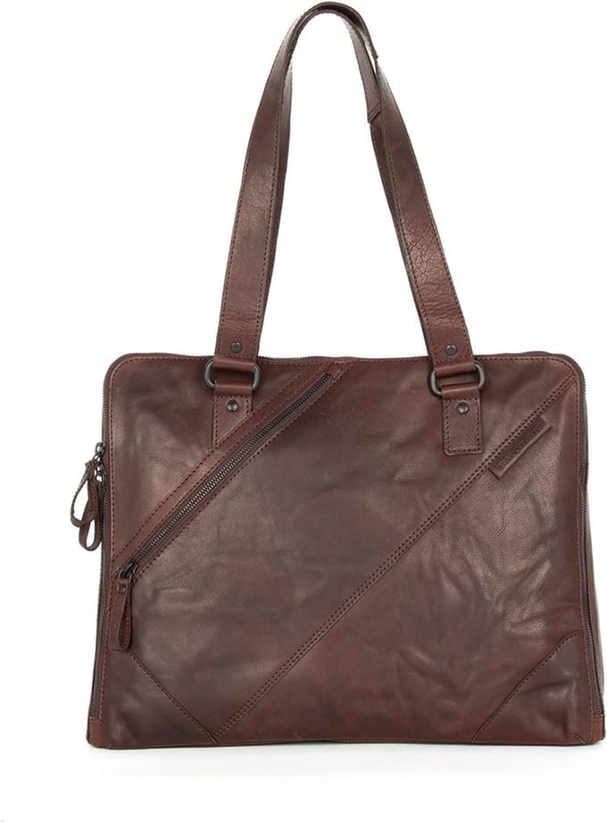 Leren Laptop Schoudertas - 15.6 inch - Stella - Donkerbruin
