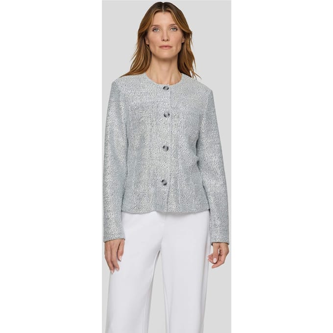 Licht jasje met glanzend effect - grijs - Gr. 44 van Goldner Fashion