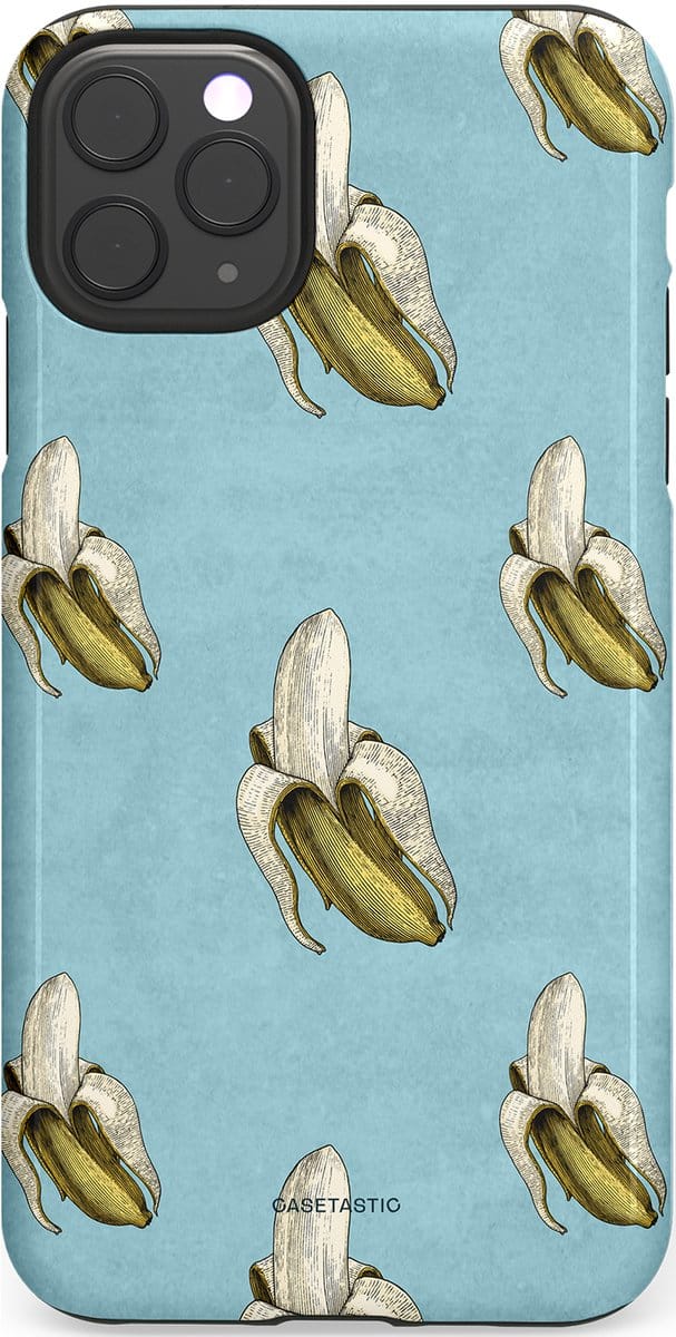 Casetastic hoesje geschikt voor Apple iPhone 11 Pro Max - Dubbellaagse bescherming - Vintage Fruit Design - Fashion Case - Lichtblauw Zand Saliegroen