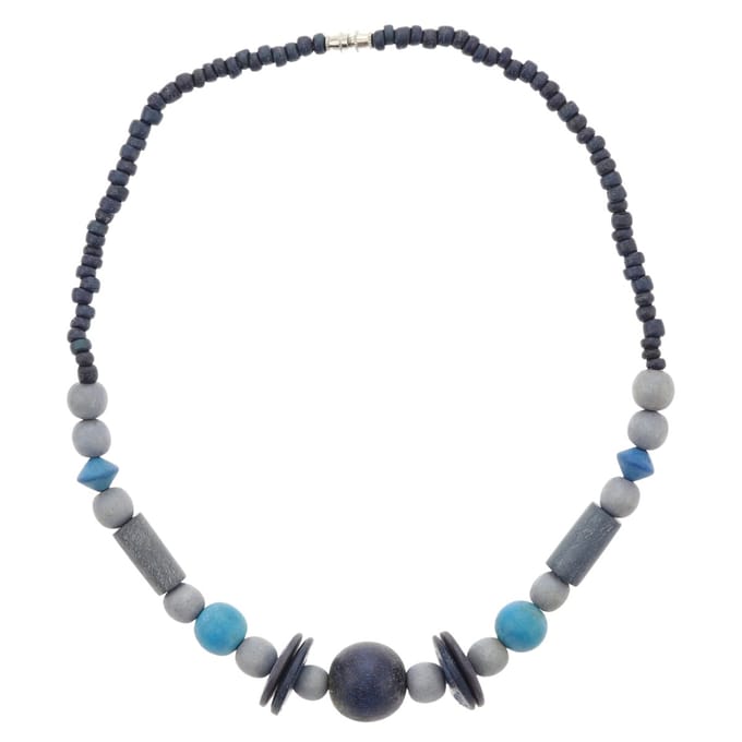 Behave – Korte ketting blauw – Vintage look – Boho trendaccessoire