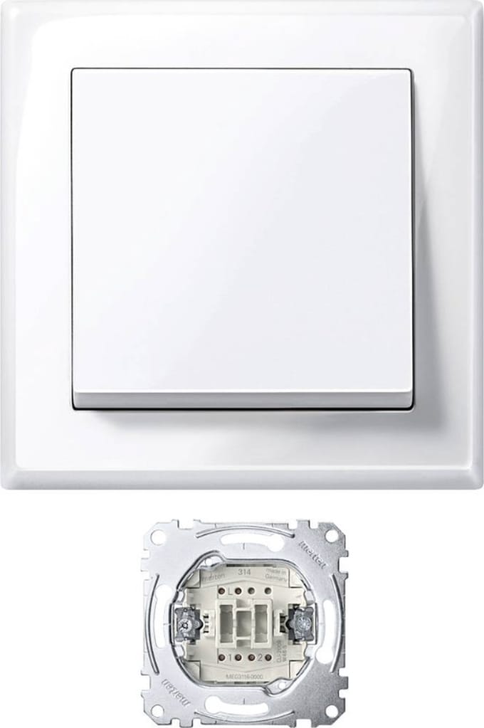 Merten MEG3341-1419 Wisselschakelaar System M - Polar-wit - Breedte: 161 mm, diepte: 32 mm, hoogte: 161 mm (1 stuk)
