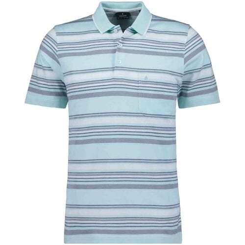 Ragman Polo Soft Knit Multi Stripe Jade-Blue / male