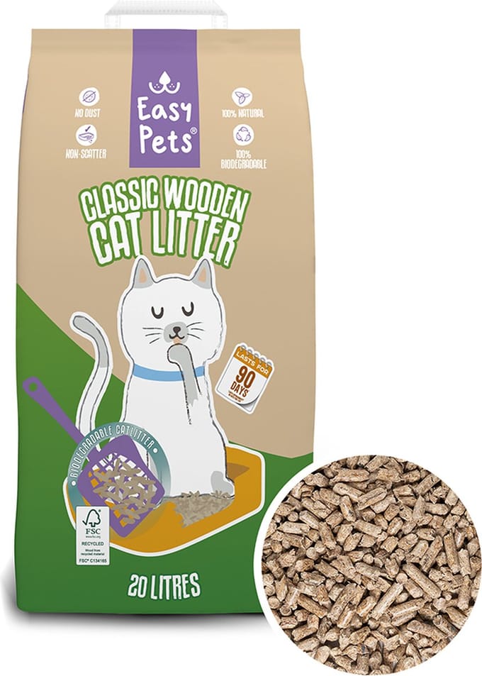 Easypets Houtkorrel Kattenbakvulling 20L - Biologisch Afbreekbare Houtkorrels - FSC