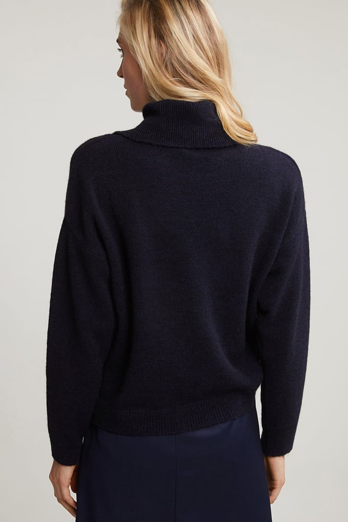 River Woods Navy Mock Neck Sweater Long Sleeves Größe: XXL | Strickpullover Outlet | Damen | Blau