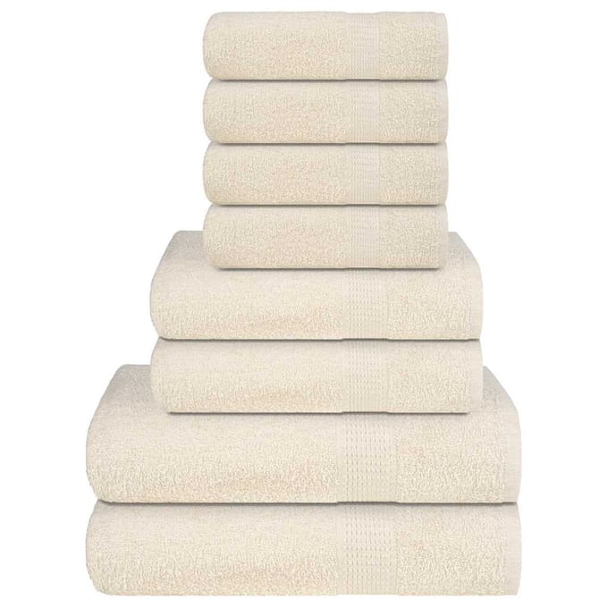 vidaXL - 8-delige - Handdoekenset - FROGN - 360 - g/m² - crème