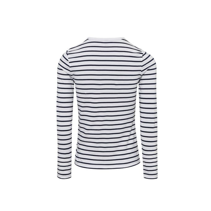 Premier Dames/Dames Lang John Gestreept Rol Mouw T-shirt (Wit/Zwaar)