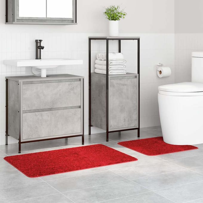 vidaXL - 2-delige - badmat - set - rood - polypropyleen - antislip