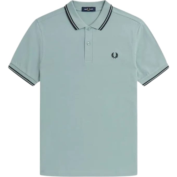 Fred Perry zwart lichtblauw poloshirt met dubbele getipte kraag
