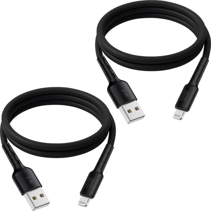 Oplaadkabel geschikt voor Lightning naar usb A oplader - Geschikt voor iPhone en iPad - Veilig - 2 meter - Lang - Sterk - Flexibel - Zwart