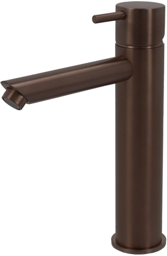 Hotbath Cobber - Wastafelmengkraan - zonder Waste - Laag - Bruin - Opbouw - Messing - V05