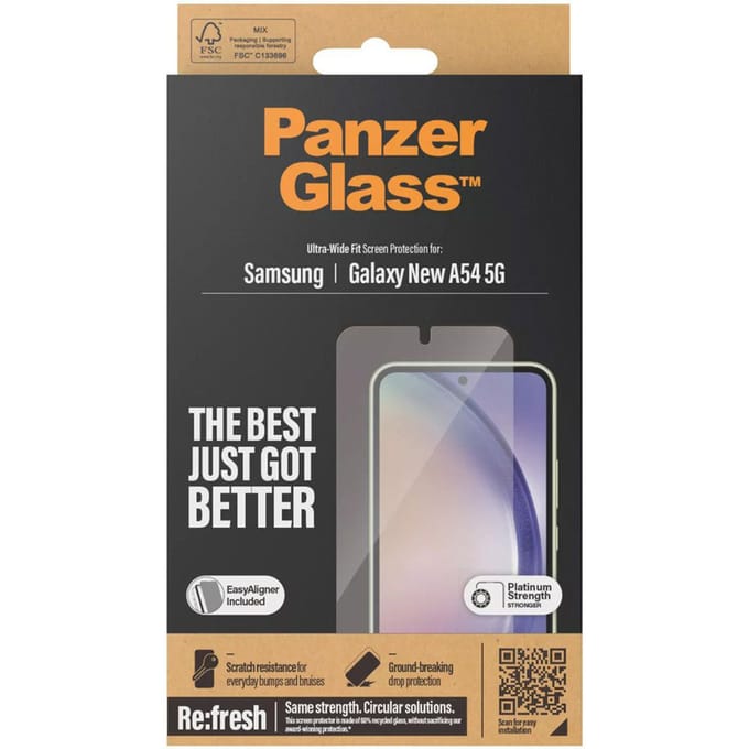 PanzerGlass Screenprotector geschikt voor Samsung Galaxy A55 Glazen | PanzerGlass Ultra-Wide Fit Screenprotector - Case Friendly + Installatie Frame