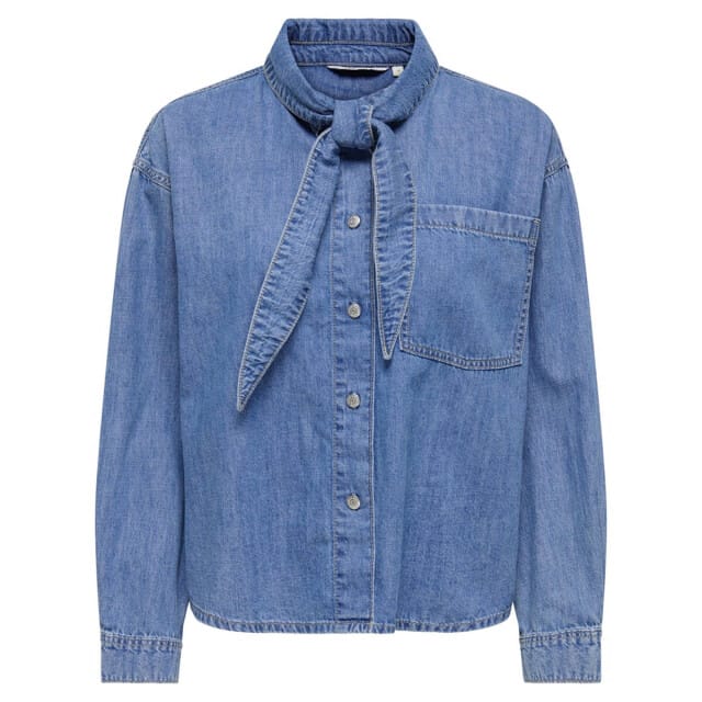 ONLY - ONLALISIA LS BOW SHIRT DNM AKM Dames Blouse