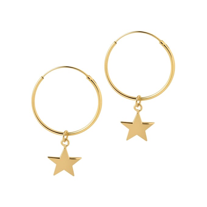 Goud Plated Hoop met Ster 22 MM