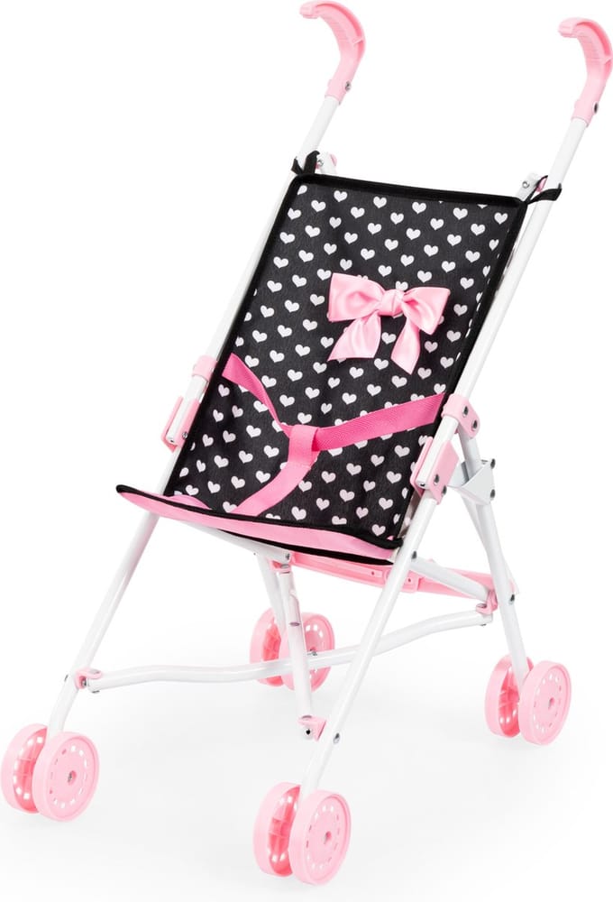Bayer Design - Poppenbuggy in zwart, wit/roze