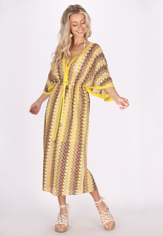 IZIA Jurk Dames Geel veelkleurig
