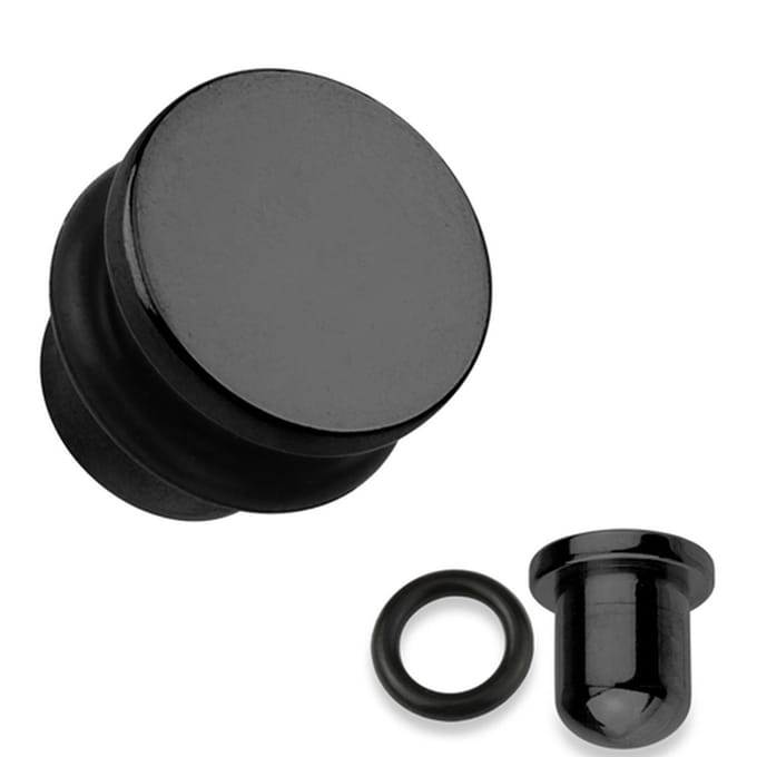 8 mm Single flared plug zwart - LMPiercings