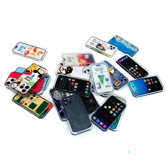 1/12 Poppenhuis Mini Mobiele Telefoon Model Poppenhuis Simulatie Mobiele Telefoon Poppenhuis Decoratie Accessoires Rollenspel Speelgoed black