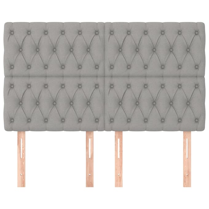 vidaXL - Hoofdbord - lichtgrijs - 144x7x118/128 - cm - stof