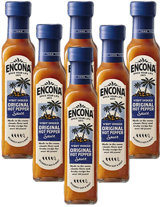 Encona - West Indian Original Hot Pepper Sauce - 6x 142ml