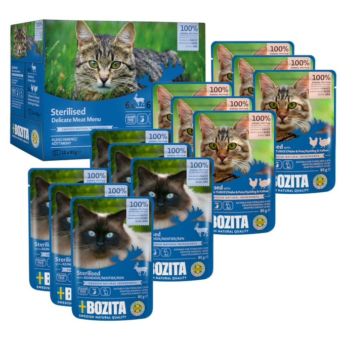 Bozita hapjes in saus Sterilised 12 x 85 g - Mixpakket vleesmenu