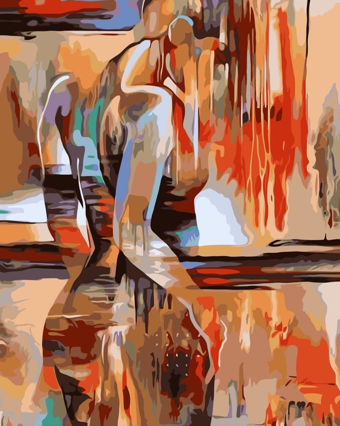 Untamed - OP FRAME - Paint by numbers – schilderen op nummer – DIY decoratie – Abstract vrouwelijk silhouet – In Her Flow