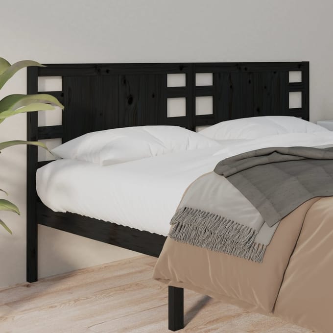 vidaXL - Hoofdbord - 146x4x100 - cm - massief - grenenhout - zwart