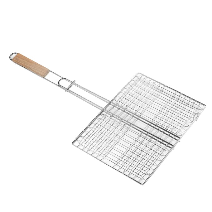 BBQ Grillmand Verchroomd Staal Roestvrij Multifunctioneel Vis Grillmand voor Buiten white