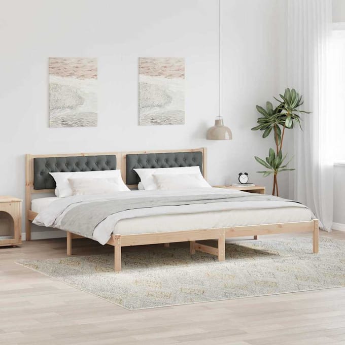 vidaXL - Bedframe - Donkergrijs - 200 - x - 200 - cm - Massief - grenenhout