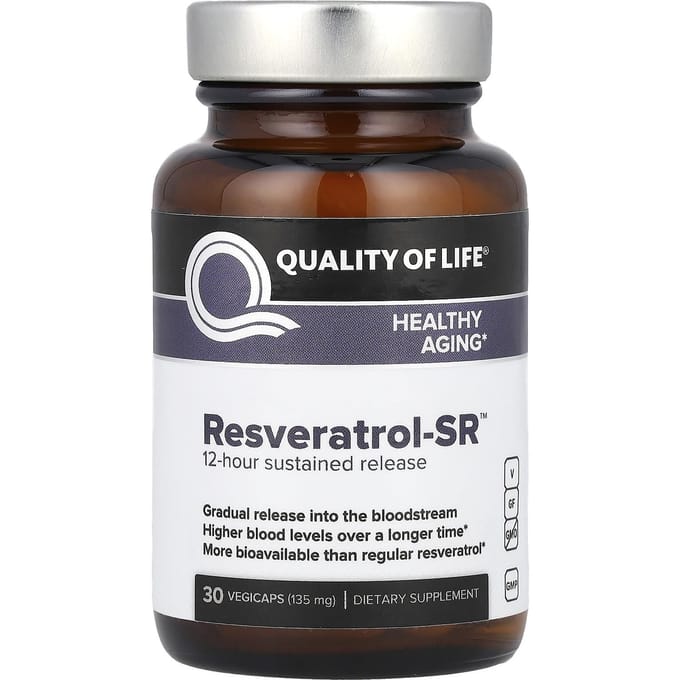 Qualité de Vie, Resvératrol-SR™, 135mg, 30 Capsules Végétales