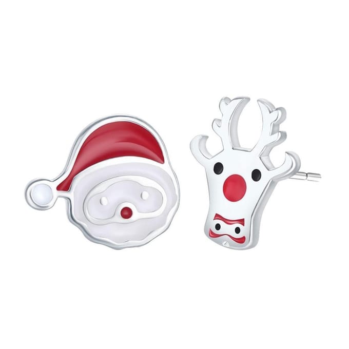 Jomide Kerst oorknoppen Kerstman/Rendier - Zilverkleurig