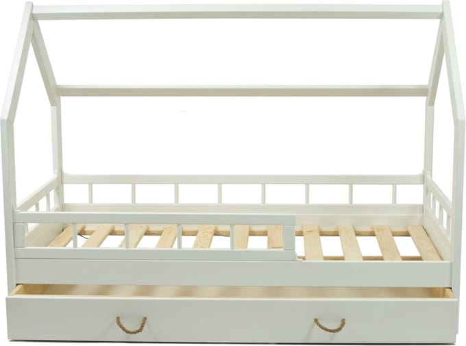 Viking Choice Huisbed 80x160 cm met Bedlade - Wit Houten Kinderbed