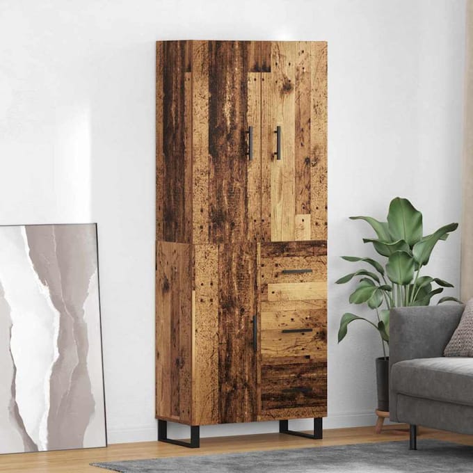 vidaXL - Highboard - 2 - st - Oud - Hout - 69,5 - x - 34 - x - 180 - cm