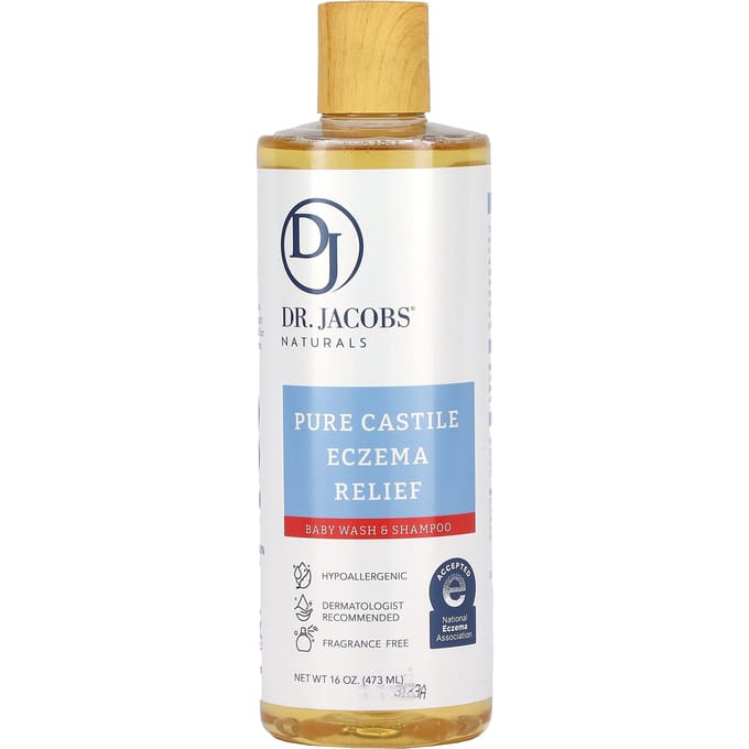 Dr. Jacobs Naturals, Pure Castile Eczeem Verlichting, Douchegel en Shampoo, 16 oz (473 ml) white