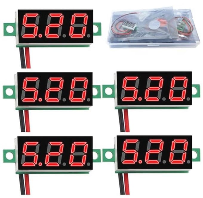 Mini Digitale Voltmeter 5 Stuks - 0.28 Inch, 2.4 V-30 V met Omgekeerde Polariteit Bescherming