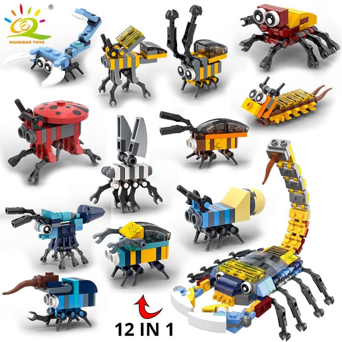12-in-1 Moc Insect Bouwstenen Set Vlieg Bij Constructie Stenen Kinder Puzzel Assembleren Speelgoed voor Kinderen no box