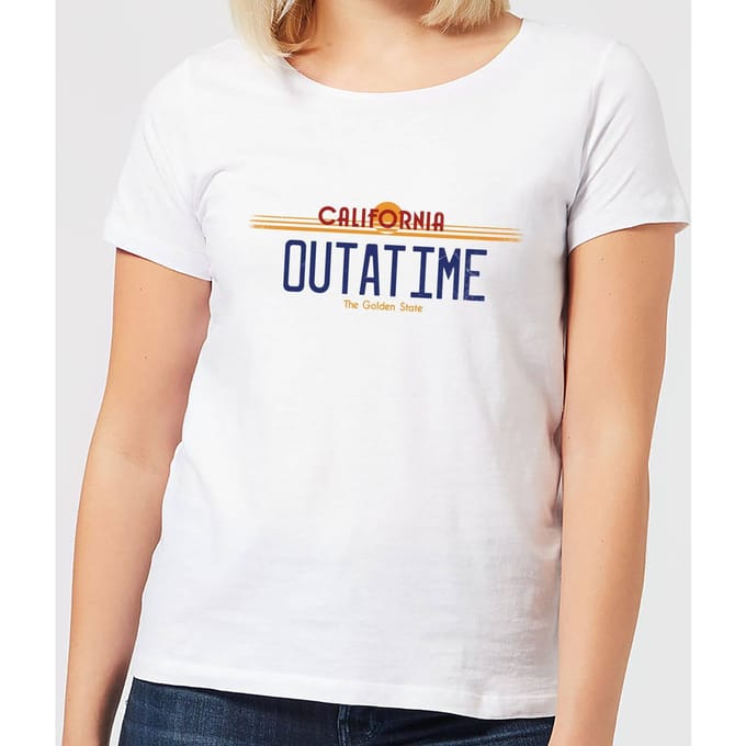 Back to the Future Outatime Plate Dames T-shirt - Wit - L