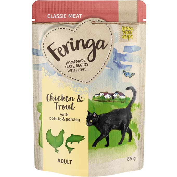 12x85g Maaltijdzakjes Forel & Kip met Aardappel Feringa Kattenvoer