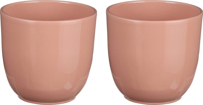 Mica Decorations Plantenpot/bloempot Tusca - 2x - Lichtroze - keramiek - glans - D28/H25 cm