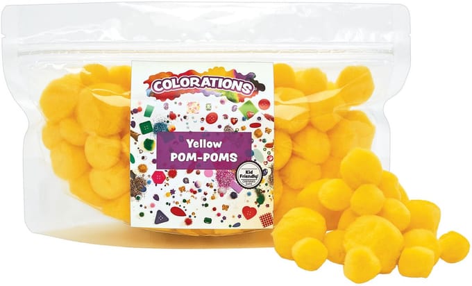 Colorations - Gele pompons knutselmateriaal 100 stuks kunststof.