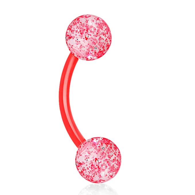 Piercing glitter 1.2x8 - rood - LMPiercings