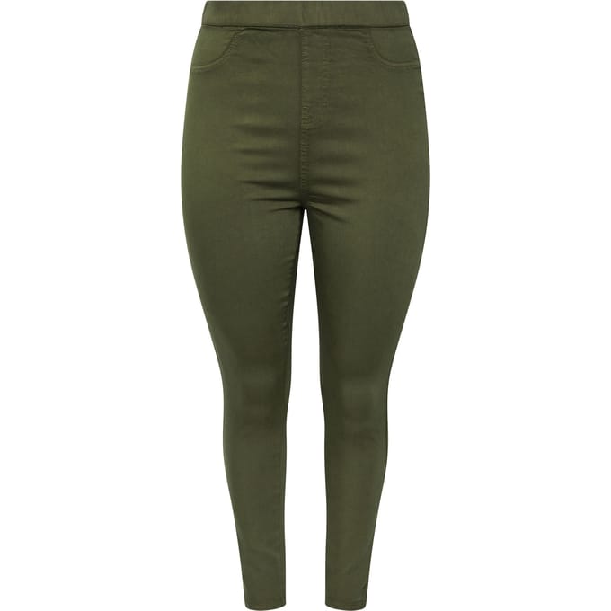 Yours Olijfgroene Grace Jeggings Met Elastische Tailleband Size 44