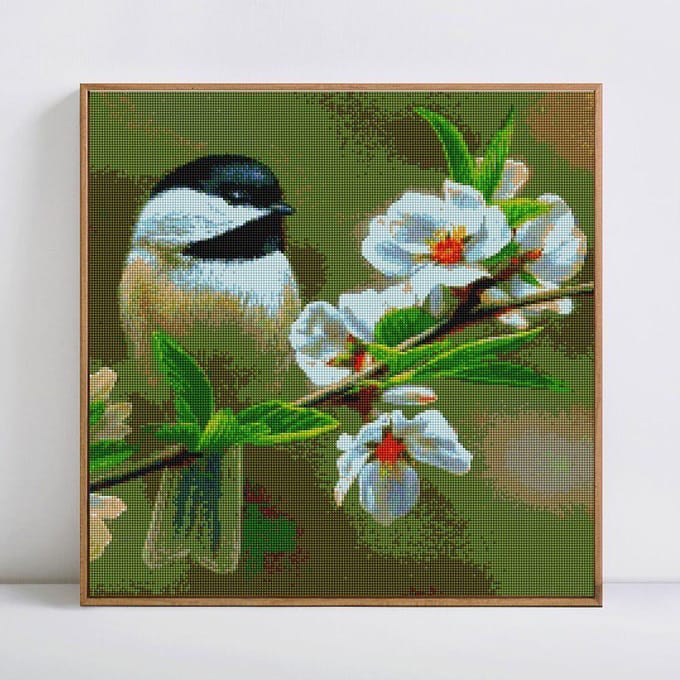 Peinture Diamant 5D DIY Animal Oiseau Strass Image Broderie Diamant Rond Complet 30x30 black