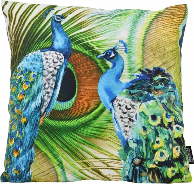 Blue Peacock Kussenhoes | Katoen/Polyester | 45 x 45 cm