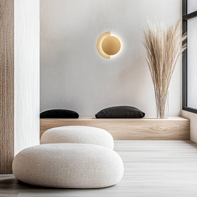 Viokef LED wandlamp Miranda, goudkleurig/beige, hoogte 25 cm, steen