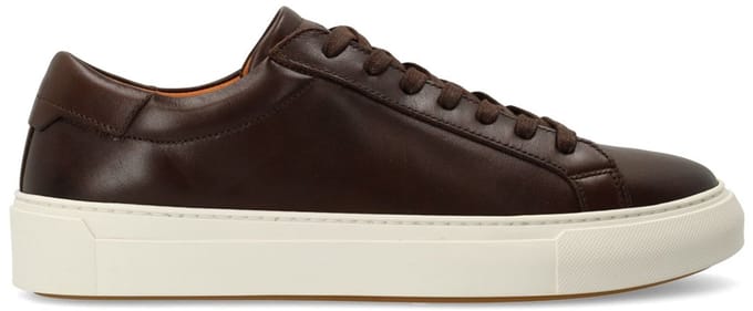 Manfield - Heren - Bruine leren sneakers - Maat 41
