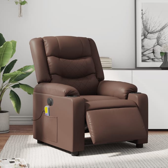vidaXL - Massagestoel - verstelbaar - elektrisch - kunstleer - bruin
