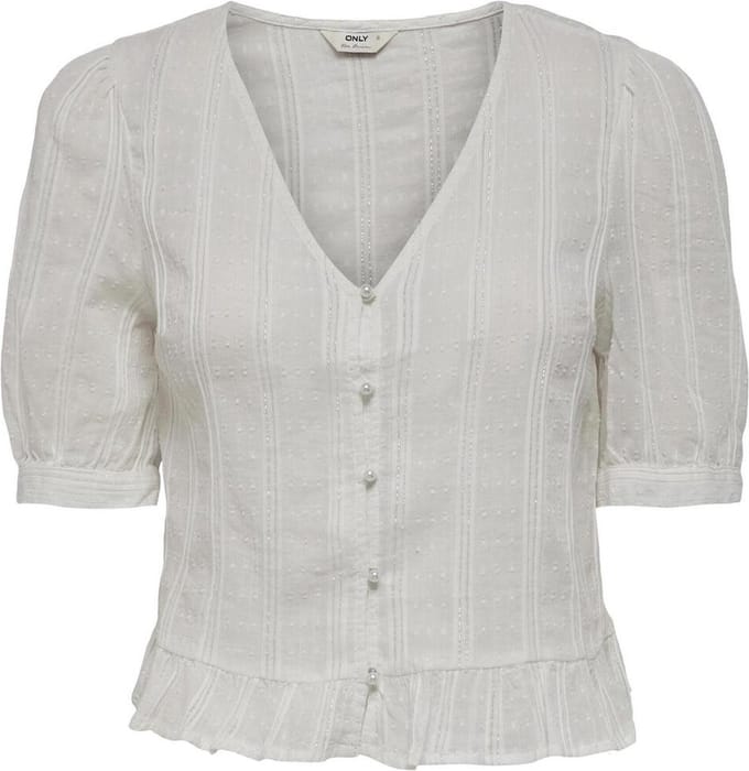 Only Blouse Onllina 3/4 Button Top Wvn 15256791 Cloud Dancer Dames Maat - S