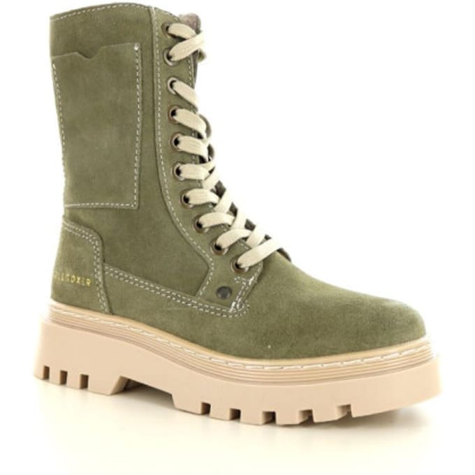 Bullboxer | Meisjes veterboot | Groen suede | Maat 33