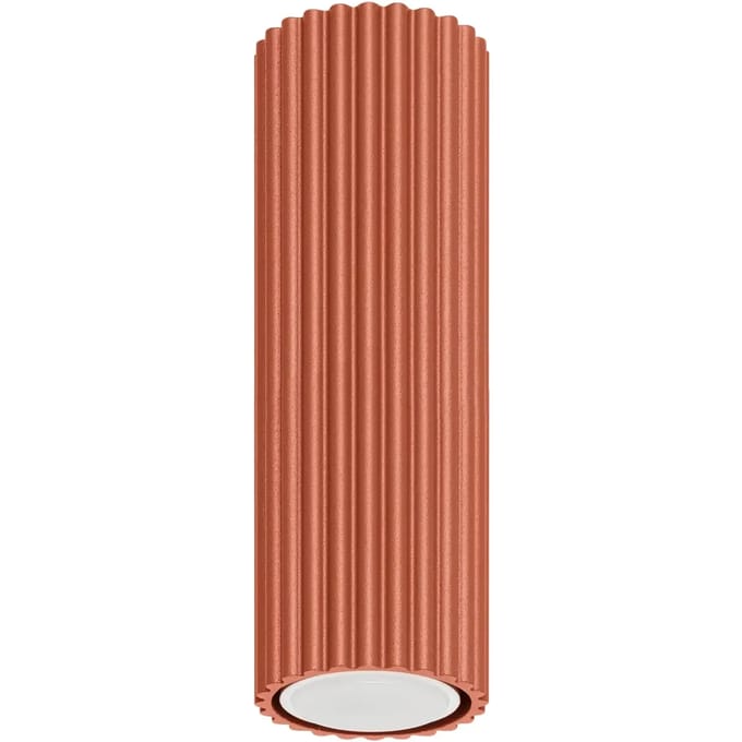 Plafondlamp KARBON 20 geribbelde buisspot van 20 cm - Sollux Lighting - IP20 - Okerrood aluminium behuizing - 6.5 x 6.5 x 20 cm - 1 x GU10 LED, exclusief lichtbron - Max. 10 W - Minimalistische plafondlamp voor woonkamer, slaapkamer en eetkamer